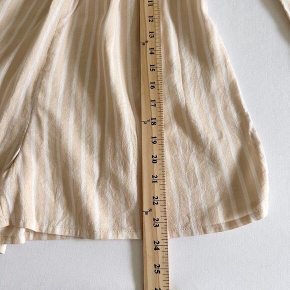 Billabong Women’s Smocked Long Sleeve Romper Beige Stripe Square Neck Size S - Picture 11 of 13